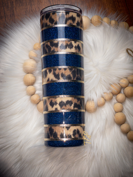Navy and leopard tumbler 