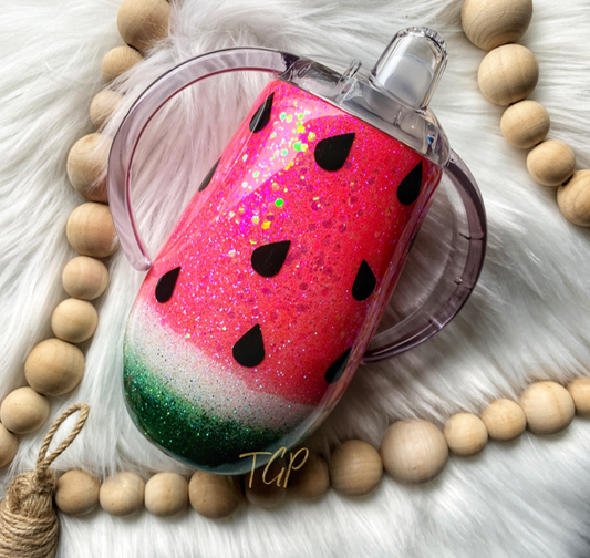 Watermelon Sippy Cup, Kids Tumbler, Custom Glitter Sippy Cup