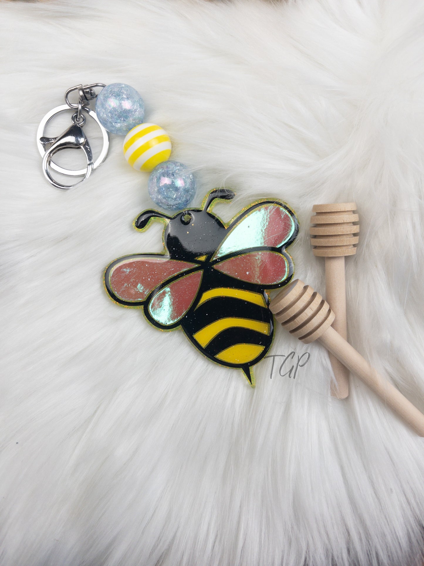 Bumblebee Beaded Keychain
