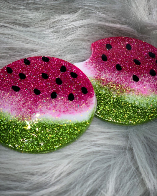 Watermelon Glitter Car Coasters - TheGlitterPress