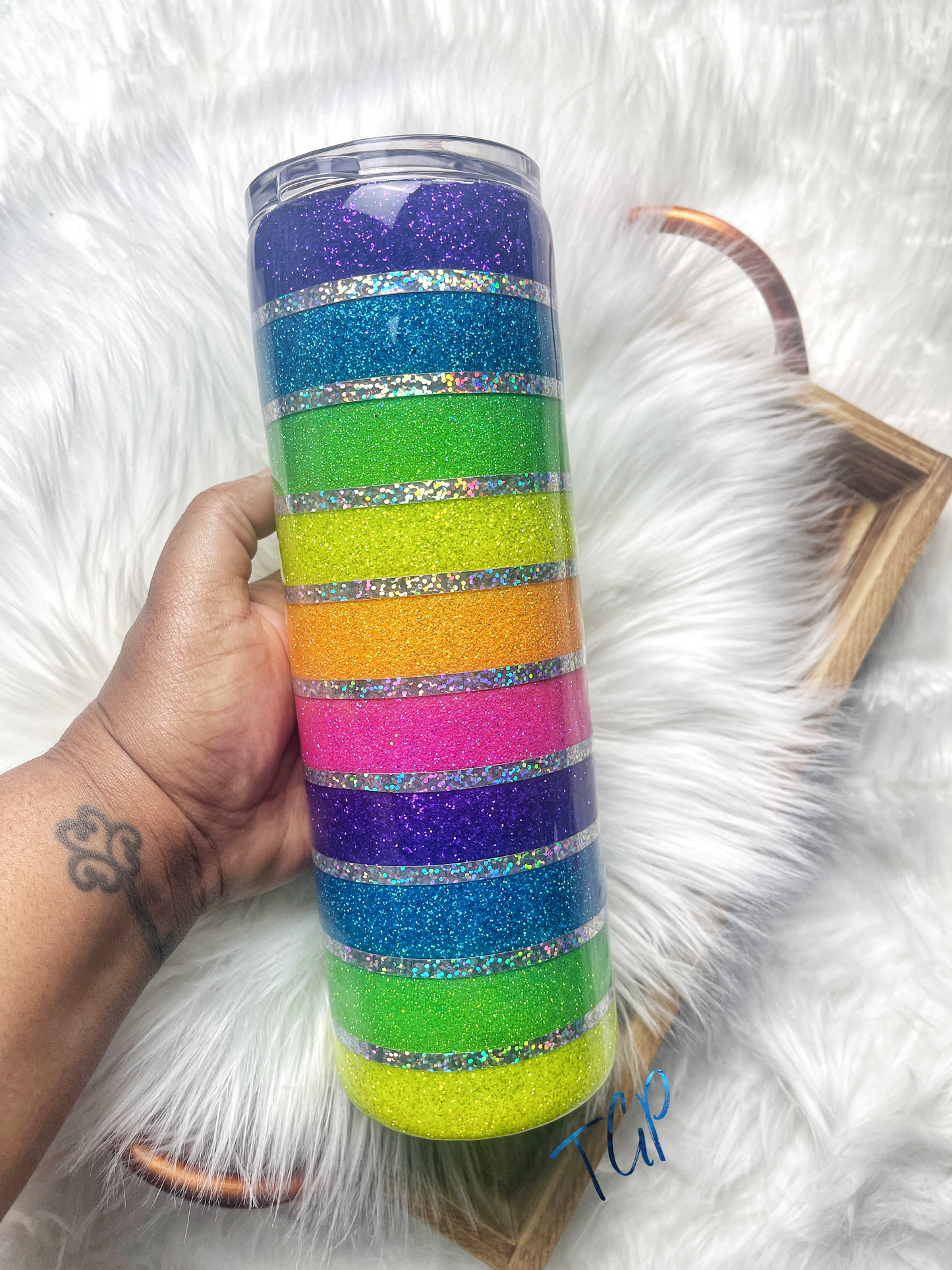 Rainbow Striped Tumbler Cup